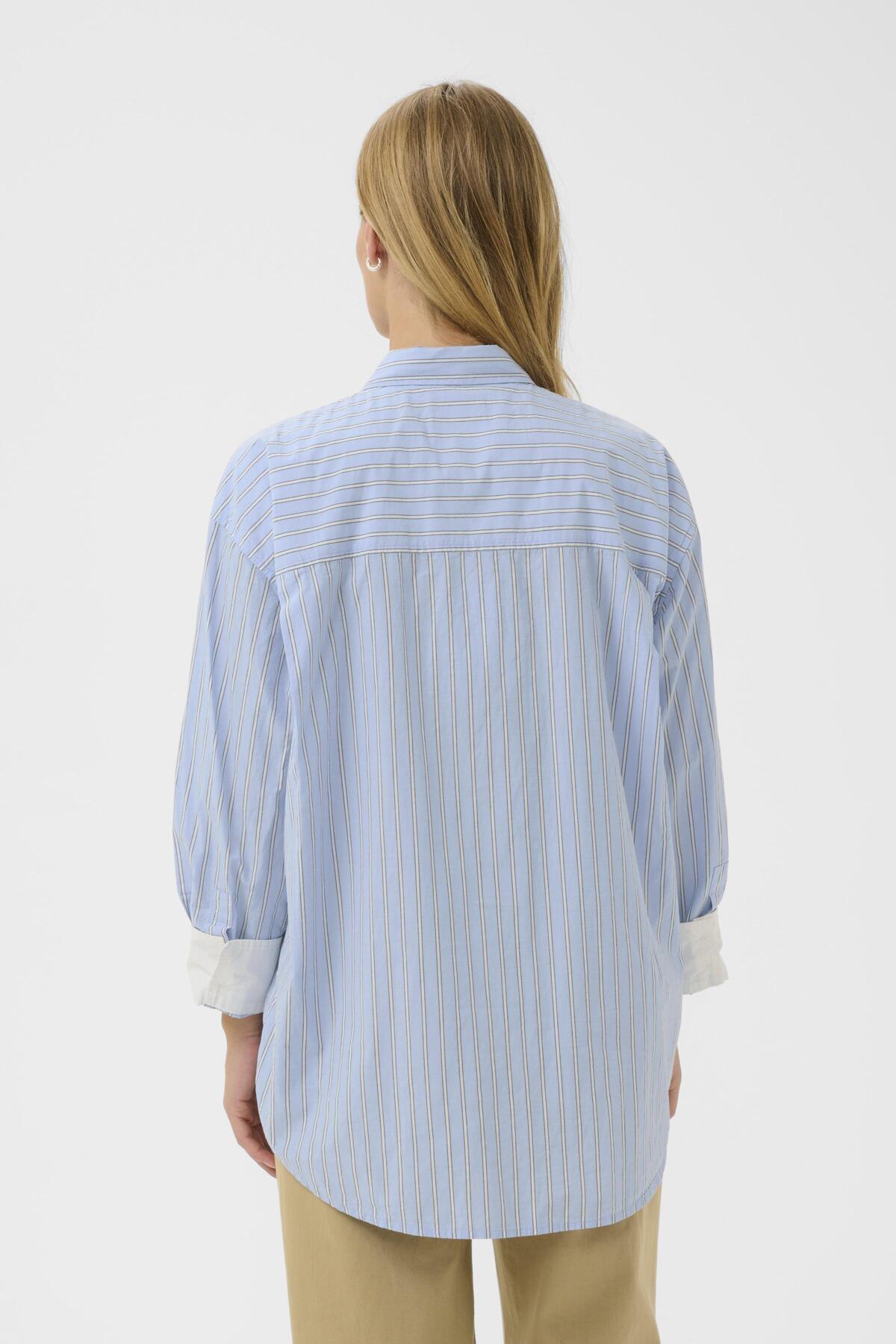Part Two Savanna Pale Blue & White Striped Cotton Shirt