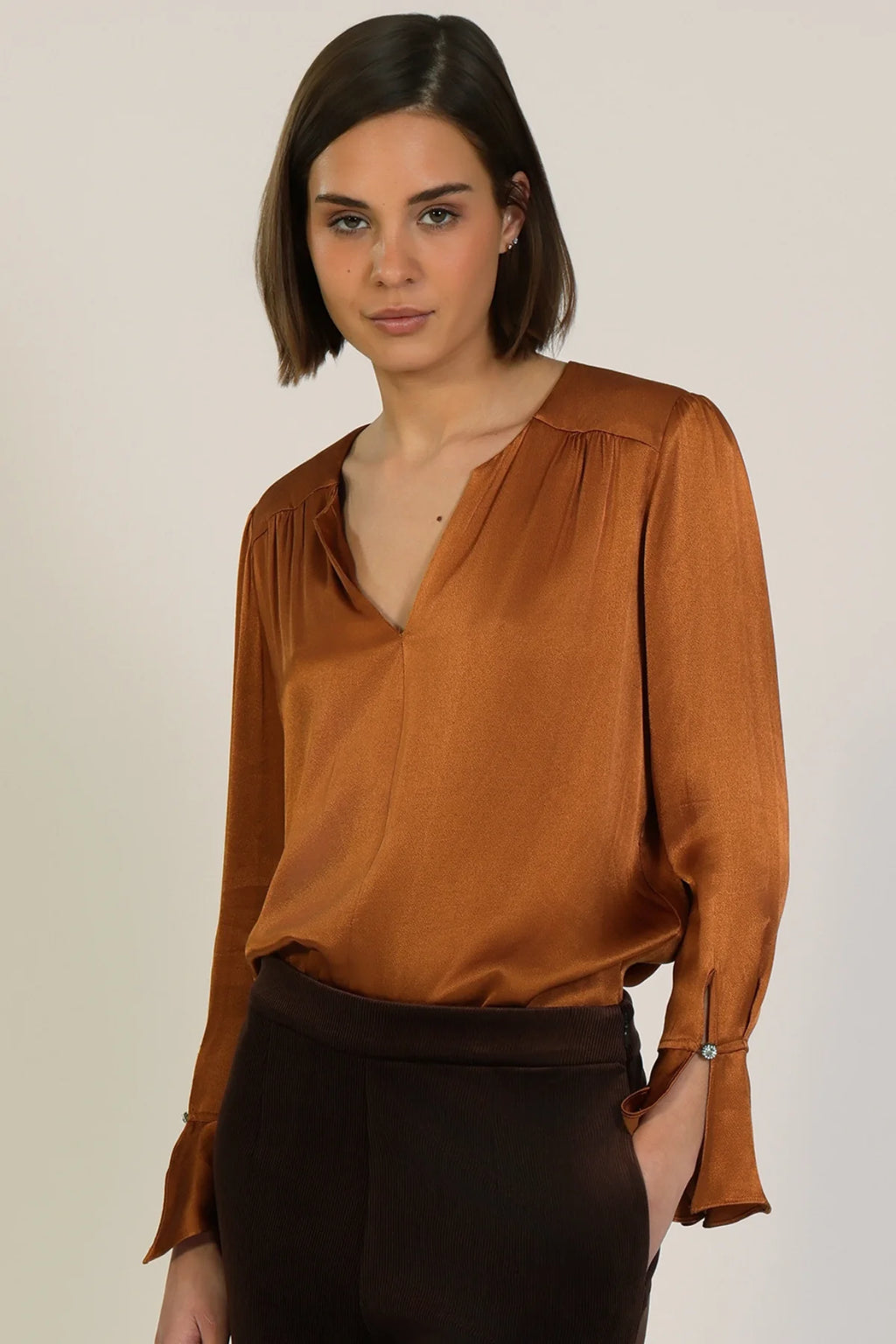 Traffic People The Dandy Blouse - Rust Brown – Catwalk