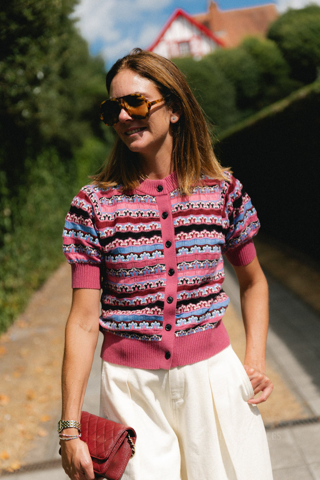 Suncoo Gemoni Rose/Multi Knitted Cardigan