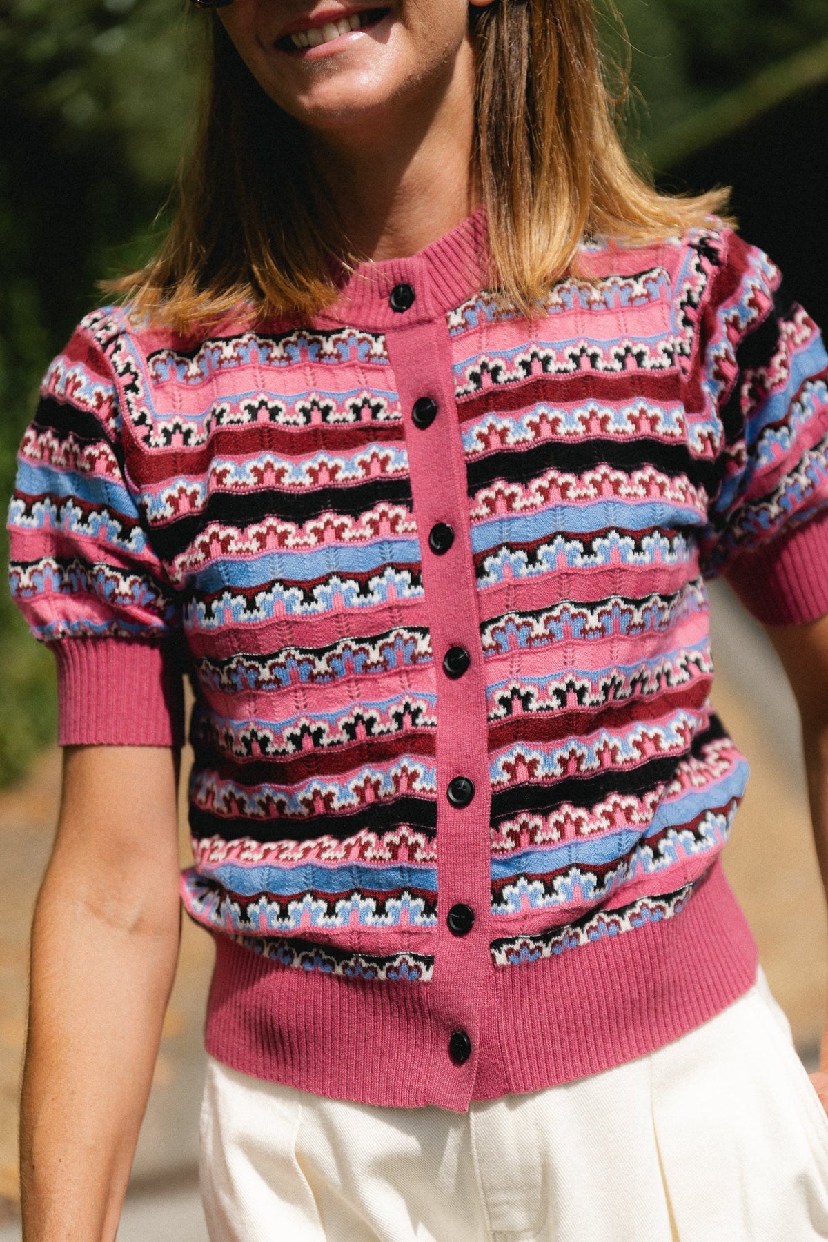Suncoo Gemoni Rose/Multi Knitted Cardigan