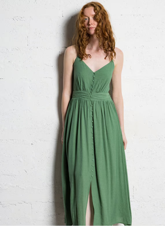 Suncoo Crest Green Midi Dress
