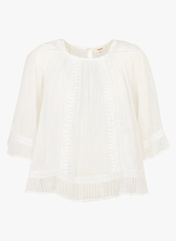 Suncoo Laurynn White Embroidered Cotton Blouse