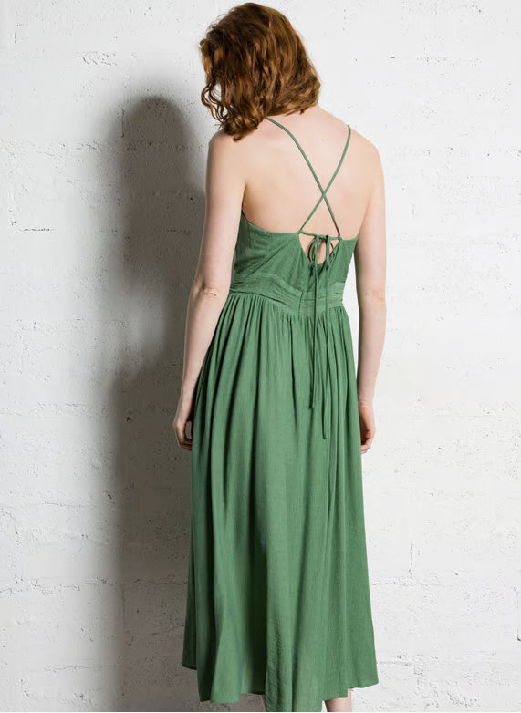 Suncoo Crest Green Midi Dress