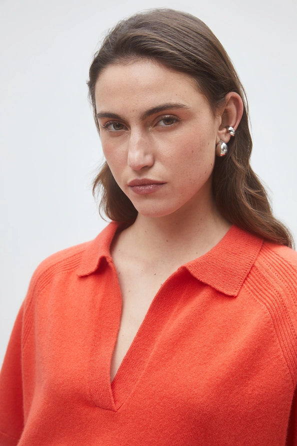 Suncoo Privaro Fine Knit Polo Jumper - Orange or White
