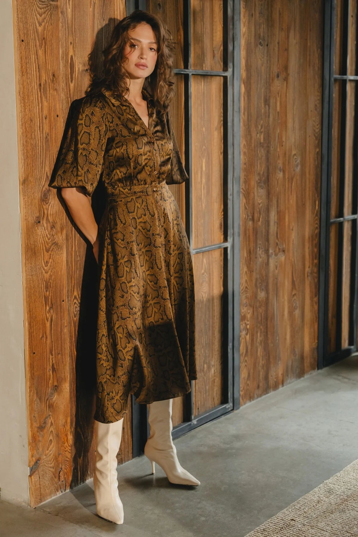 Traffic People  Frida Dress - Snake Brown