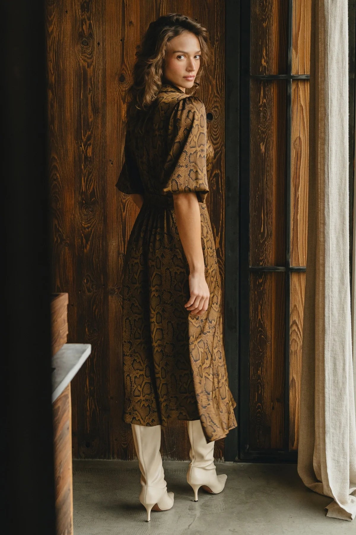 Traffic People  Frida Dress - Snake Brown