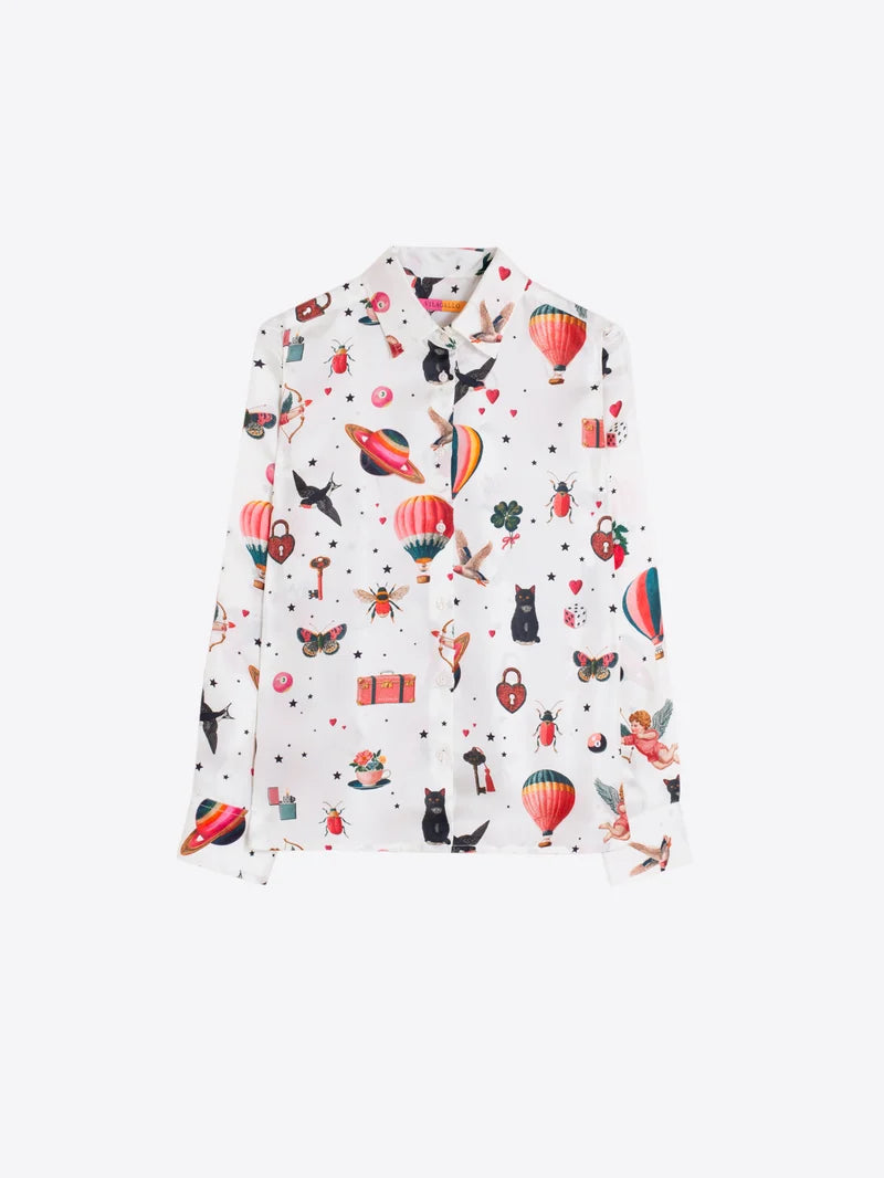 Vilagallo Isa Silk Shirt - White/Multi