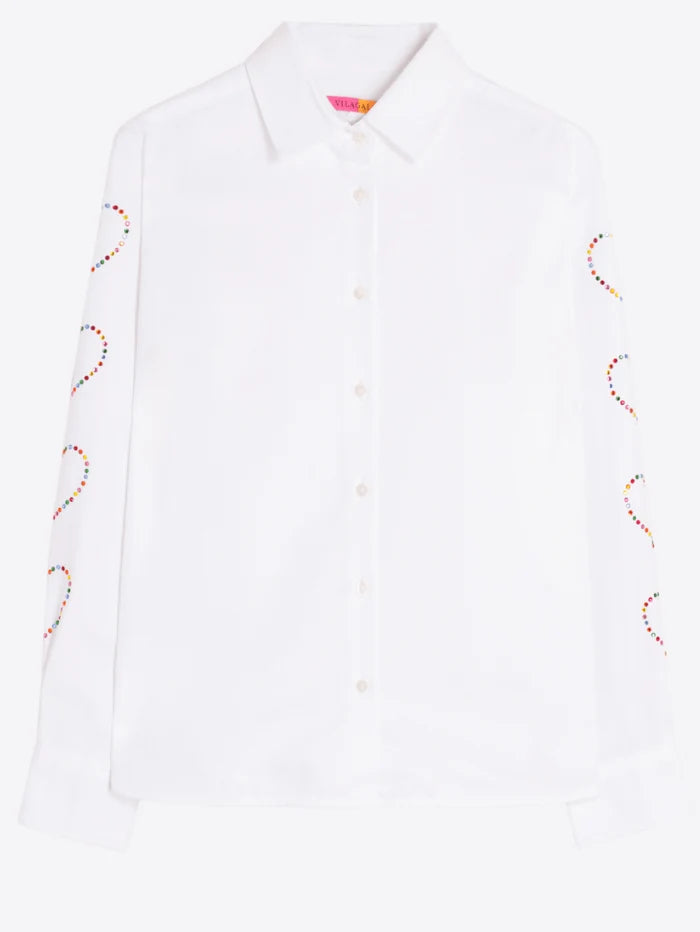 Vilagallo Isa Strass White Cotton Shirt