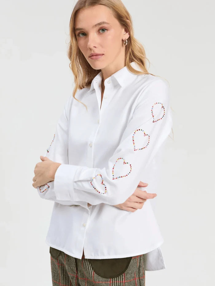 Vilagallo Isa Strass White Cotton Shirt