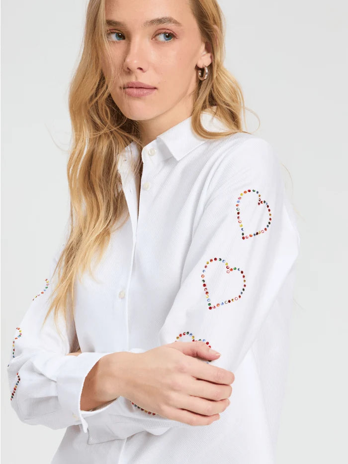 Vilagallo Isa Strass White Cotton Shirt