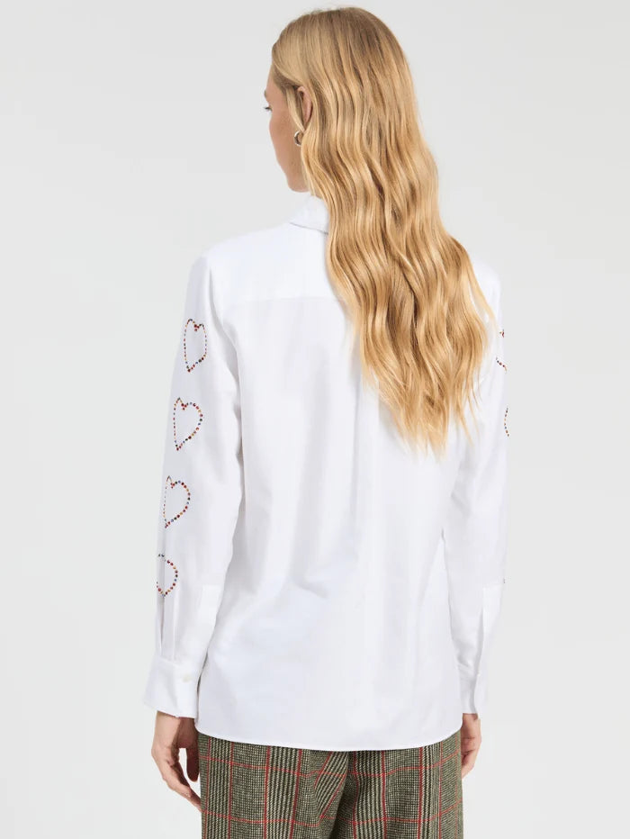Vilagallo Isa Strass White Cotton Shirt