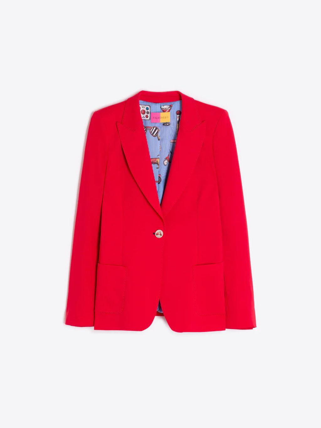 Vilagallo Red Blazer with Illustrated Lining