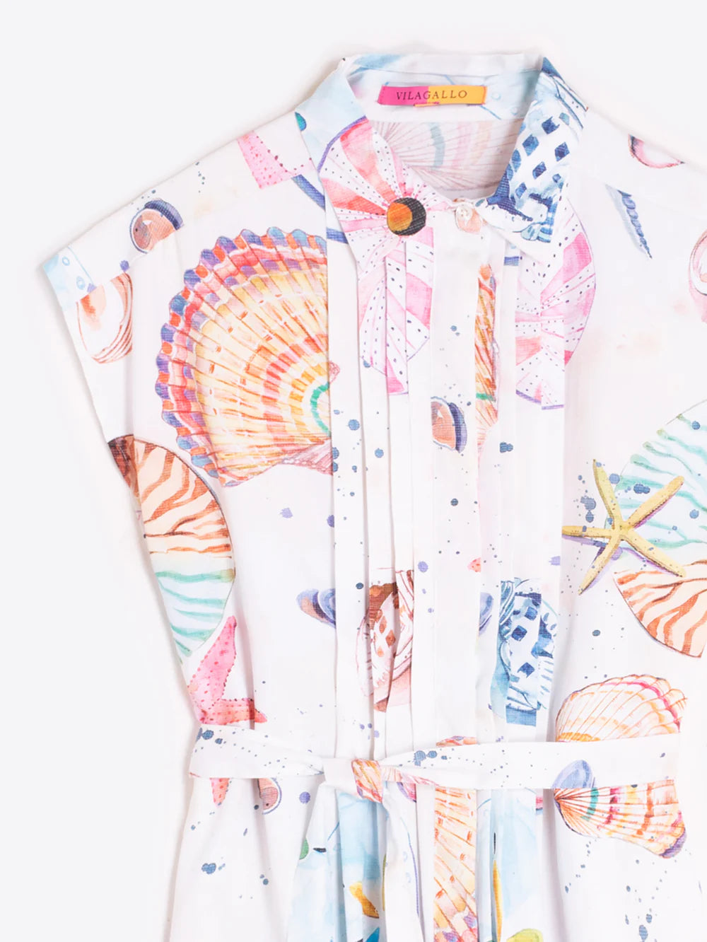 Vilagallo White Shell Print Midi Dress