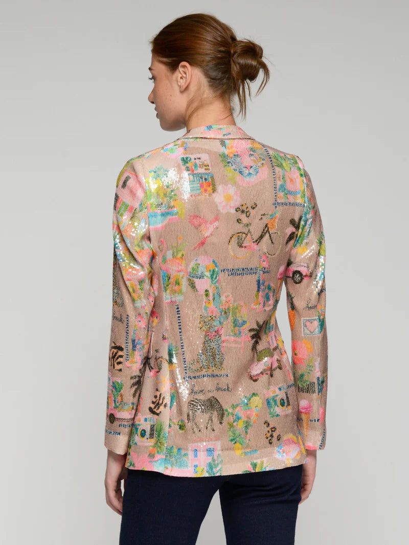 Vilagallo Multicoloured Printed Sequin Blazer