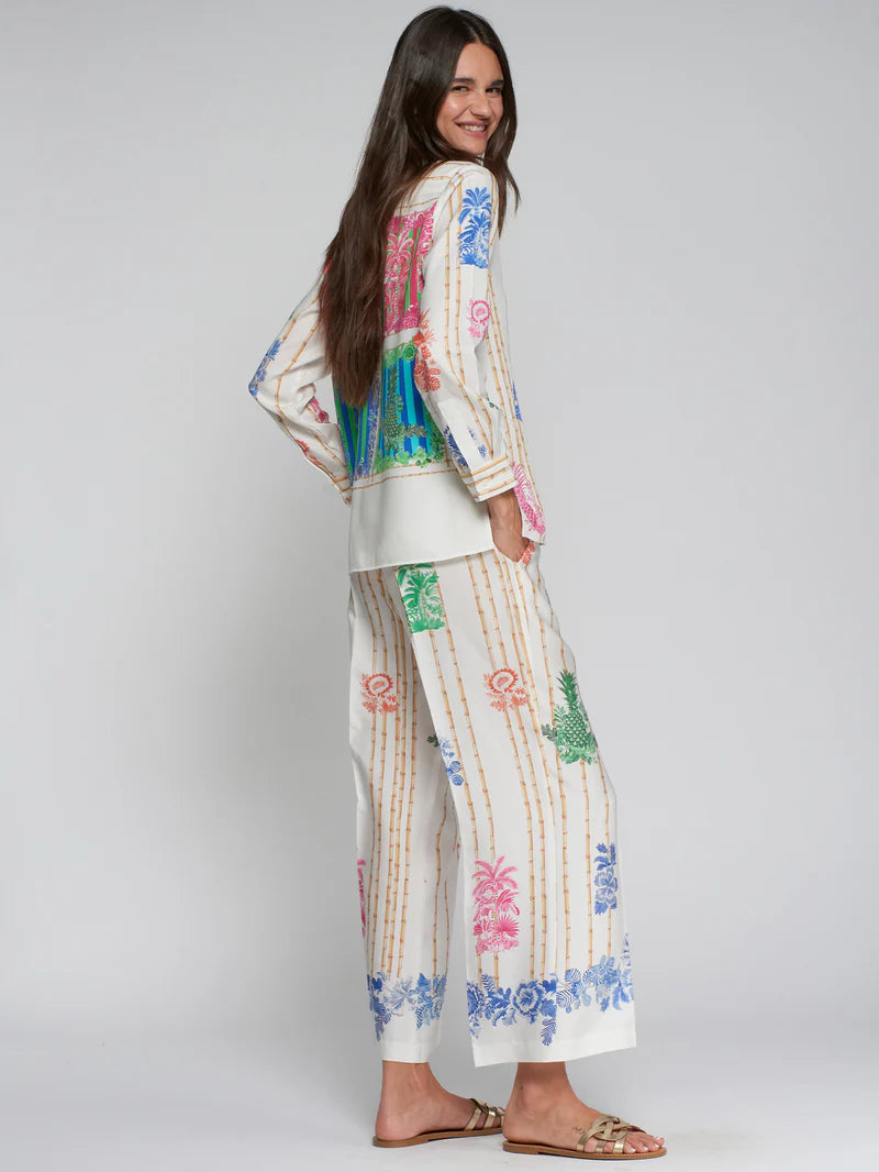 Vilagallo Tropical Print Bamboo wide leg Trouser