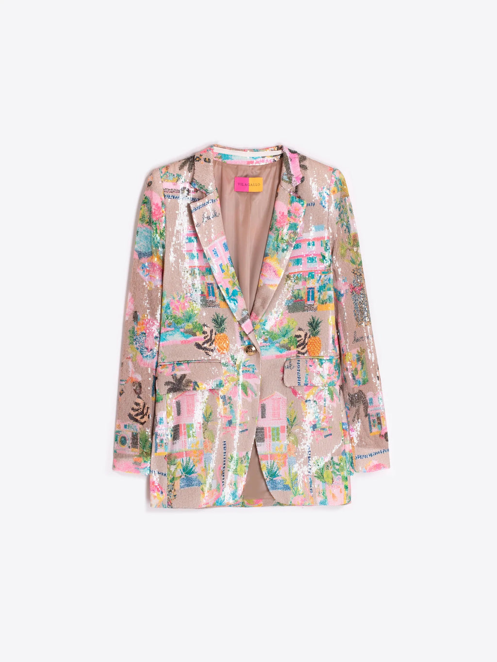 Vilagallo Multicoloured Printed Sequin Blazer