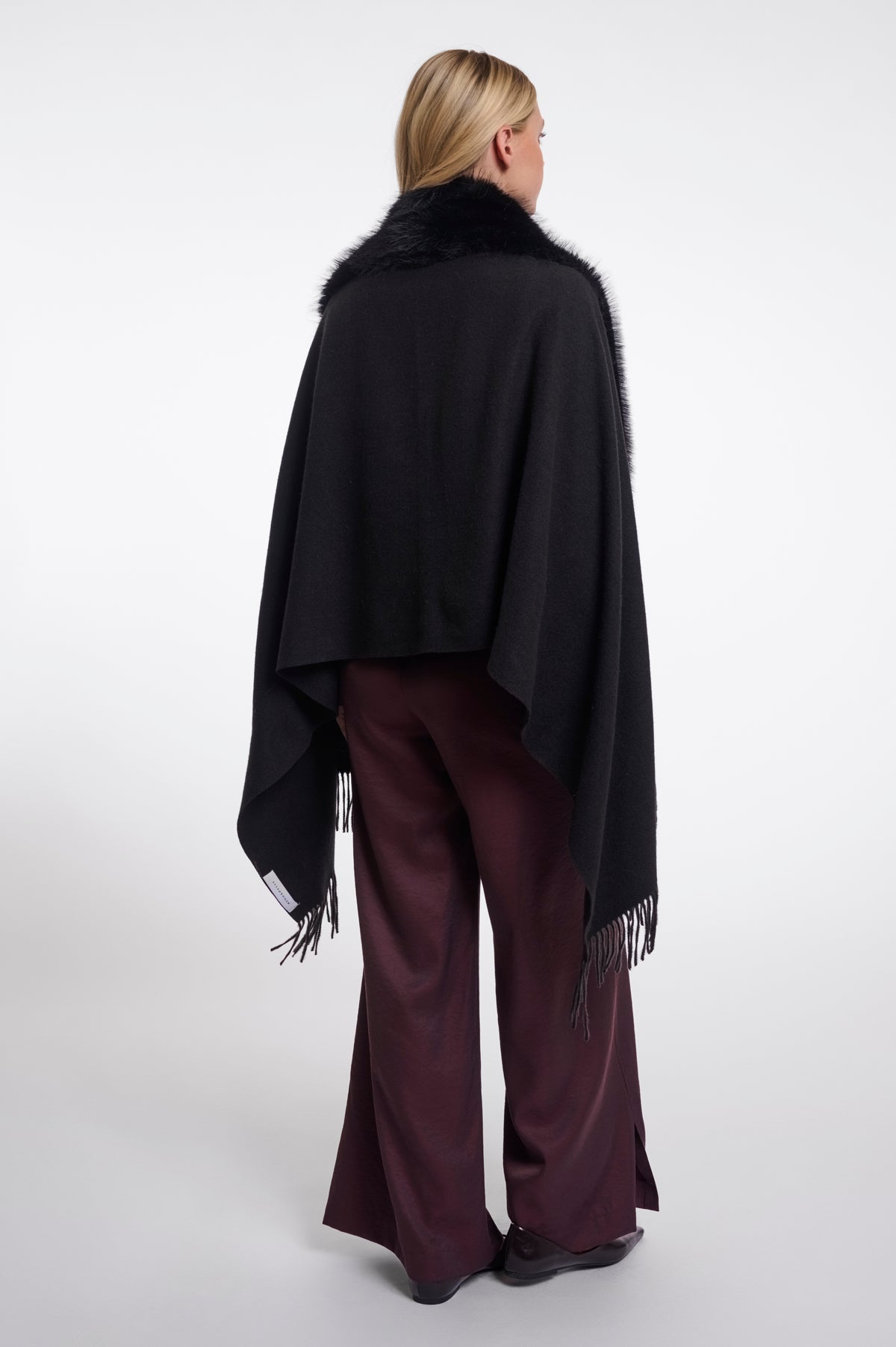 Rino & Pelle Wendy Cape with Faux-Fur Collar - Black or Coffee