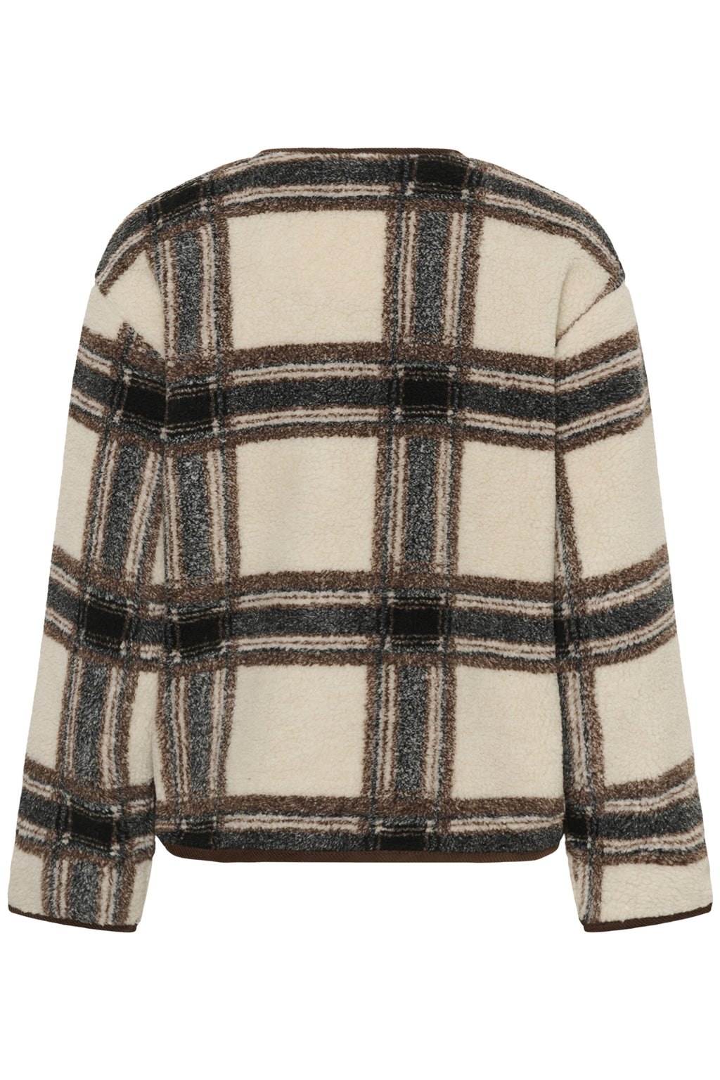 Part Two Ysabell Check Jacket – Soft Cream & Brown Textured Button Jacket