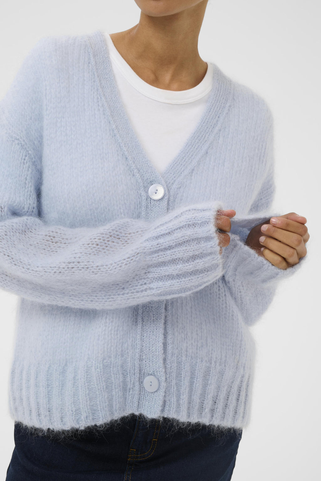 Part Two Zendaya Cardigan – Soft Knit Button-Through - Available in Camel or Pale Blue