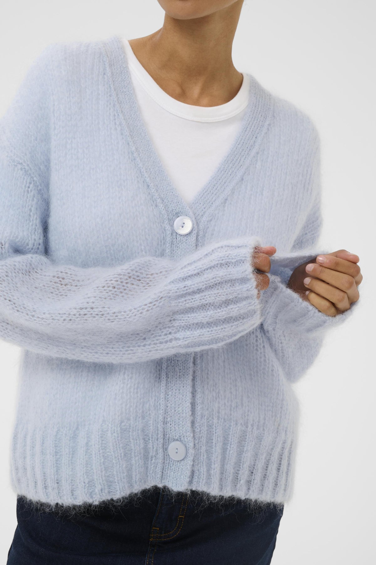 Part Two Zendaya Cardigan – Soft Knit Button-Through - Available in Camel or Pale Blue