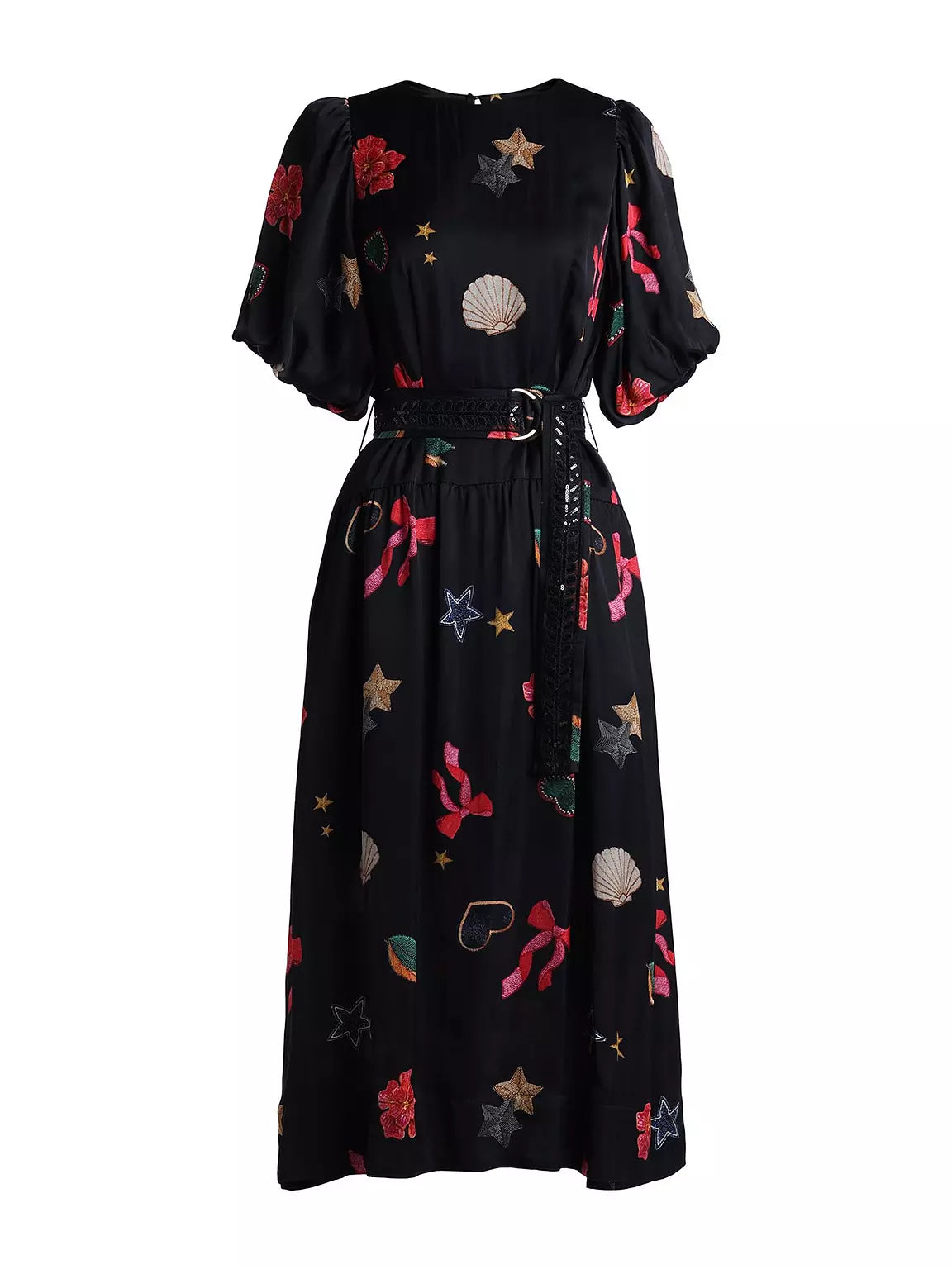 Emily Lovelock Christina Black Satin Dress