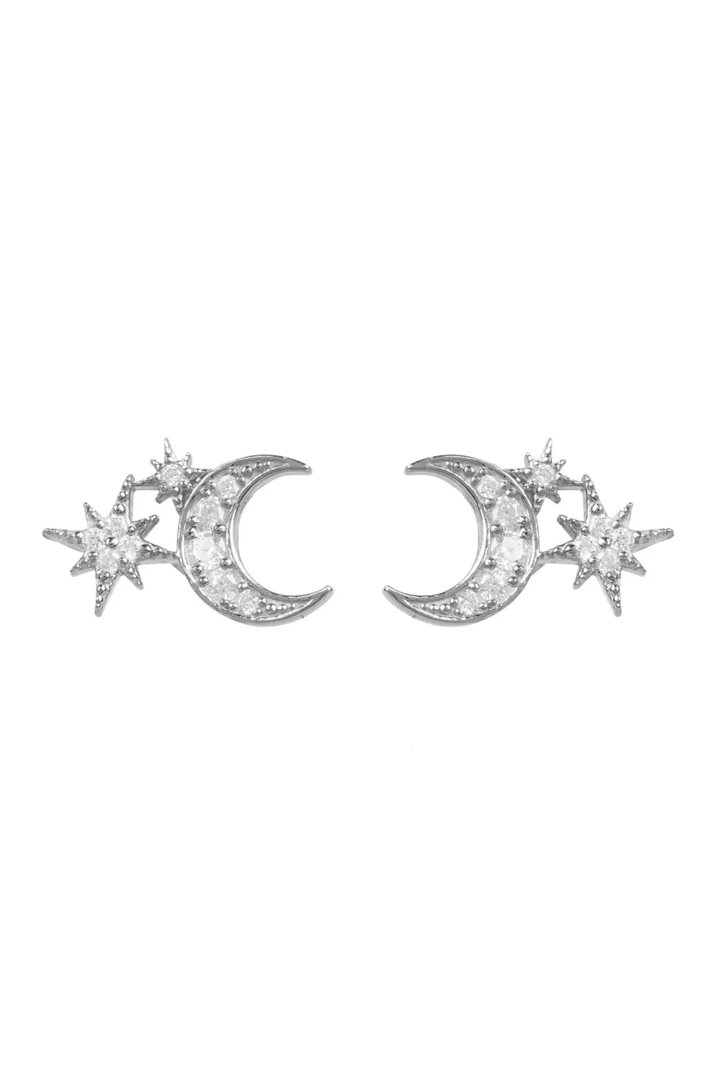 Latelita Moon & Starburst Mini Earrings Silver