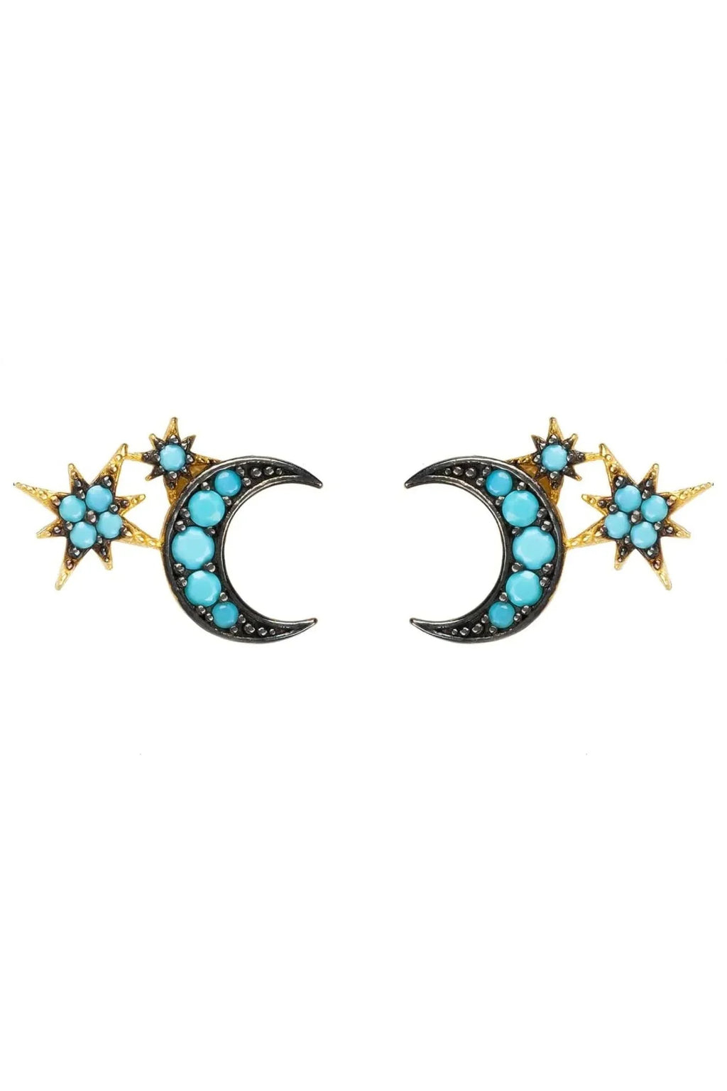 Latelita Moon & Starburst Mini Earrings Turquoise
