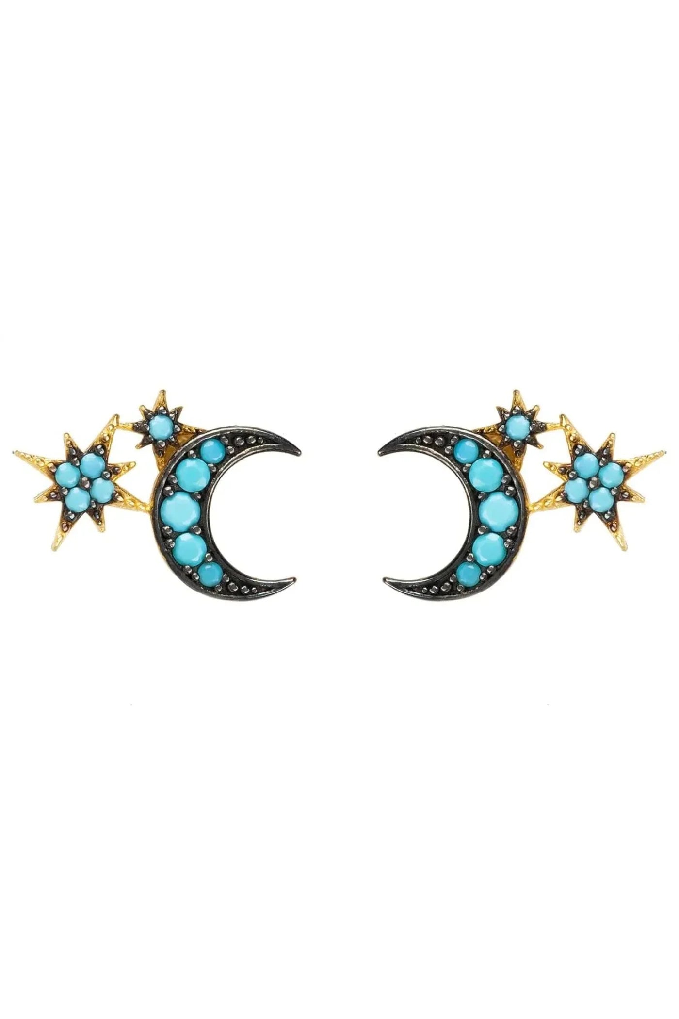 Latelita Moon & Starburst Mini Earrings Turquoise