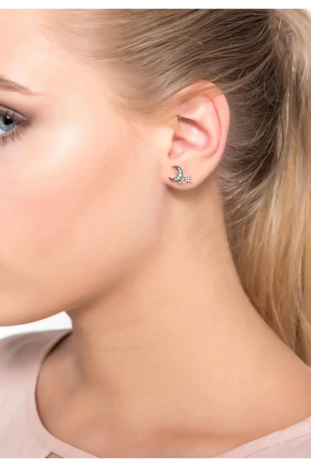 Latelita Moon & Starburst Mini Earrings Turquoise