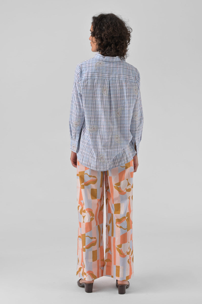 Orfeo Shana Blue Embroidery Shirt