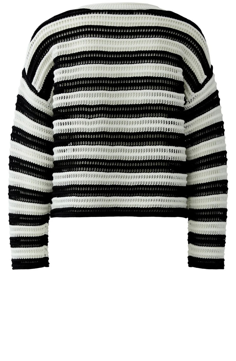 Oui 97909 Black & White Open-Knit Striped Jumper
