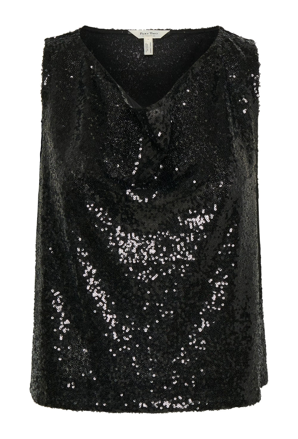 Part Two Black Sequinned cowl neck Vest Top