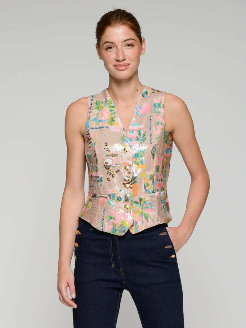 Vilagallo Multi Coloured Sequin Waistcoat